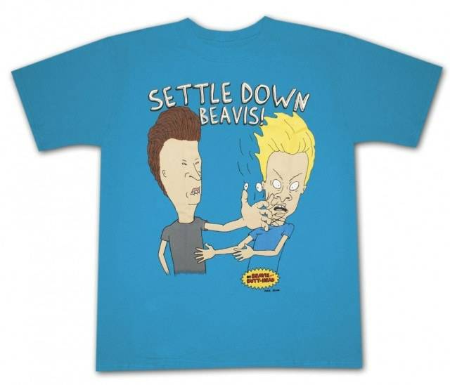 Beavis and Butthead Settle Down Aqua T-Shirt