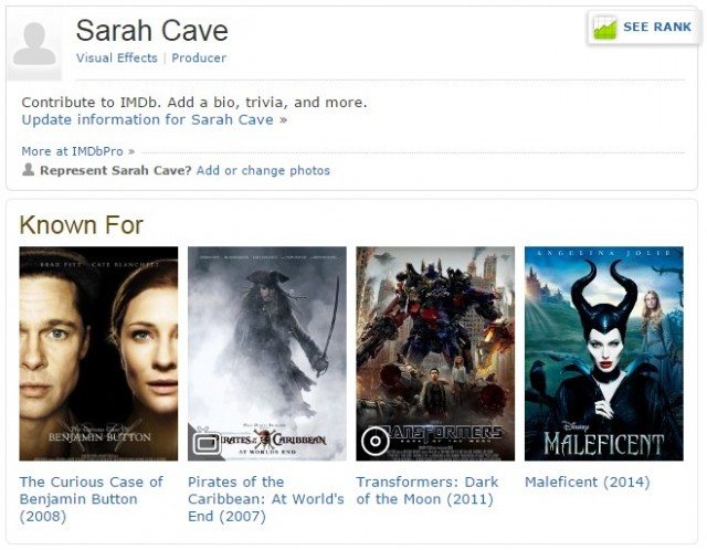 Sarah Cave on IMDb Sarah Cave on IMDb
