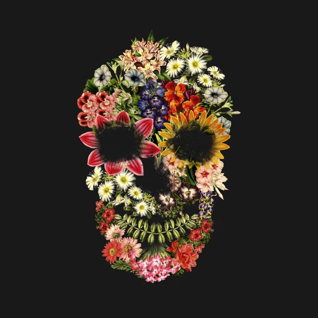 FLORAL SKULL VINTAGE BLACK