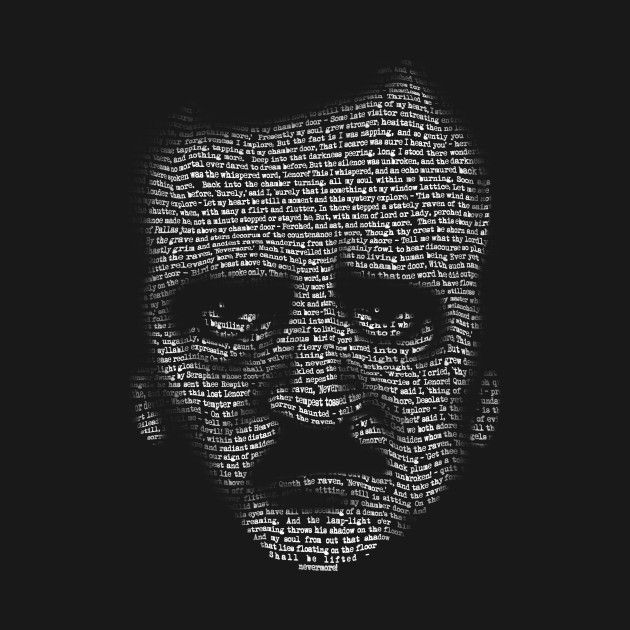 Edgar Allan Poe Nevermore Text Portrait