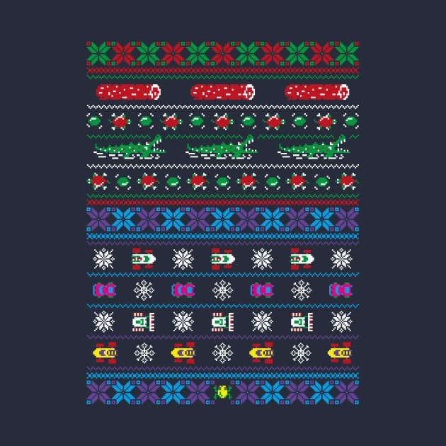 Frogs, Logs & Automobiles - Arcade Christmas Ugly Sweater Design Frogs, Logs & Automobiles - Arcade Christmas Ugly Sweater