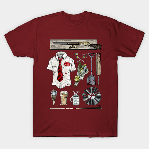 Shaun of the Dead Movie Props T-Shirt Shaun of the Dead Movie Props