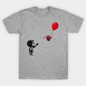 villager with a ballon