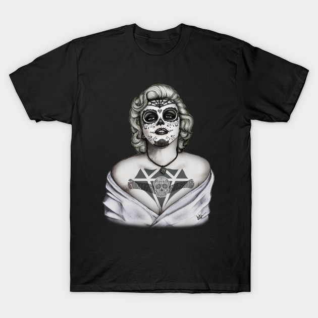 Marilyn sugar skull b&w T-Shirt Marilyn sugar skull b&w