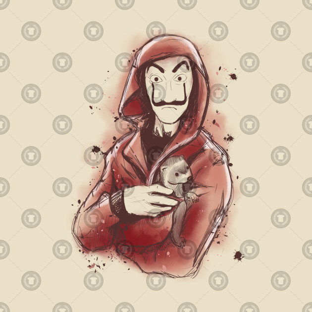 The dalì and the ferret watercolor sketch