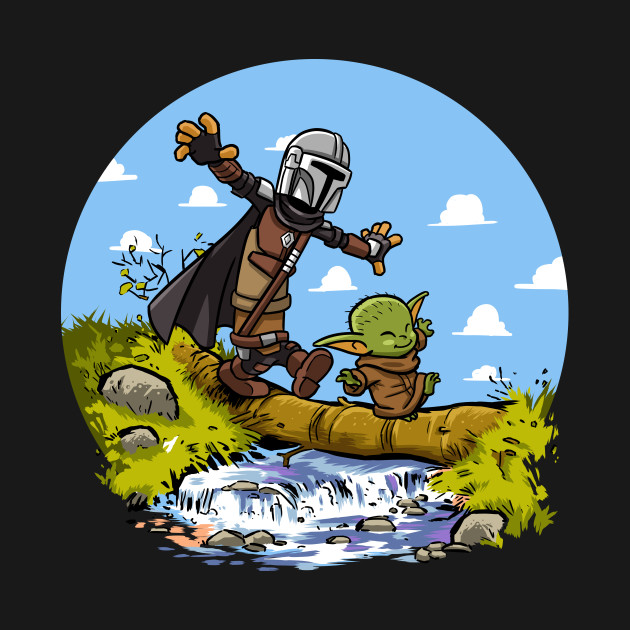 walking baby and mercenary The Mandalorian