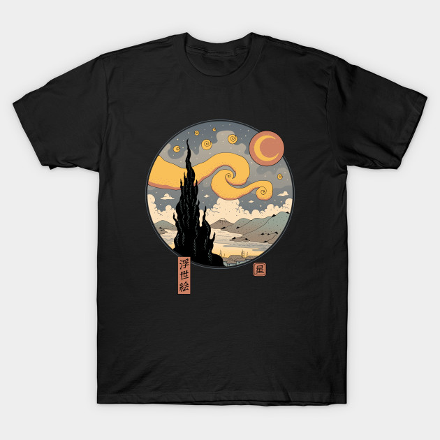 Starry Ukiyo-e Night T-Shirt