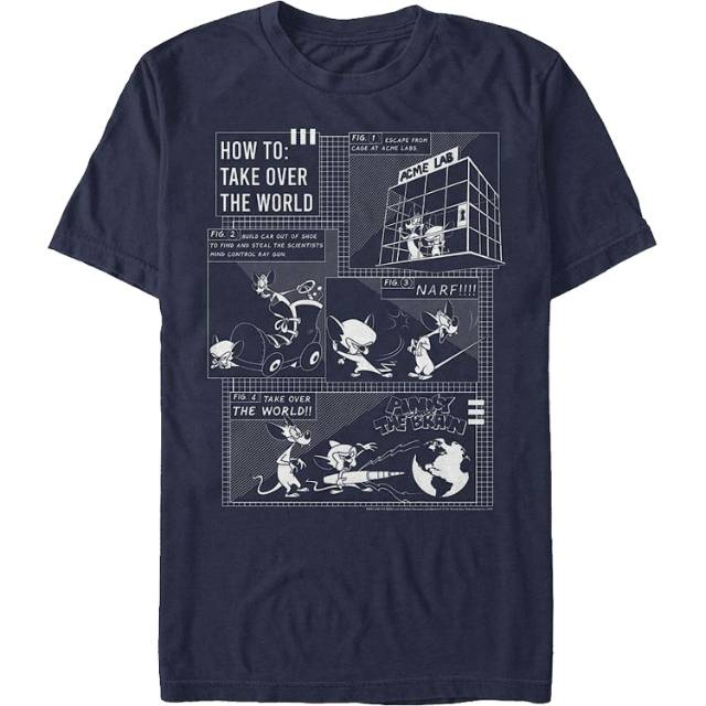 thumbnail interactive-video image 1 of Pinky And The Brain Mens T-shirt - To Do List Take Over The World 1 of 11