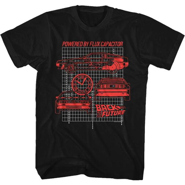Powered By Flux Capacitor Blueprints T-Shirt