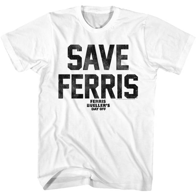 White Distressed Save Ferris T-Shirt