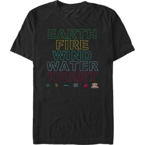 Earth Fire Wind Water Heart Captain Planet T-Shirt