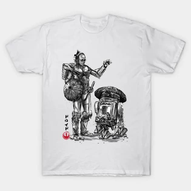 Samurai droids sumi e - Star Wars T-Shirt