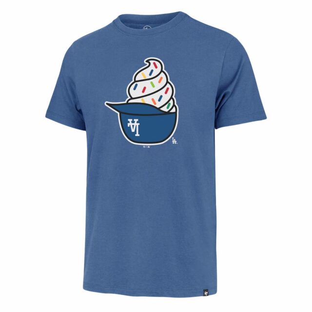 '47 Los Angeles Dodgers Royal Ice Cream Helmet Franklin T-Shirt